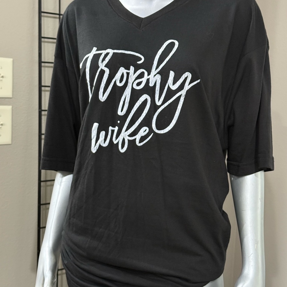 Black V-Neck Graphic Tee